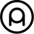 A minimalist black circular logo featuring a stylized lowercase 'p' enclosed in a circle, centered on a solid white background.